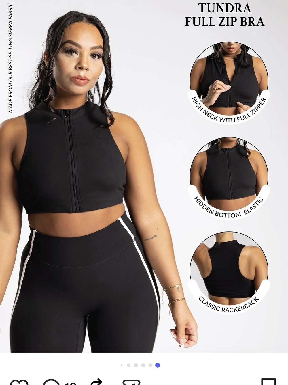 Ptula Tundra Full Zip Bra - Black